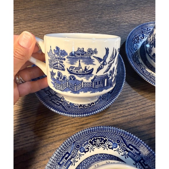 Churchill China Other - Vintage Churchill Blue Willow‎ Teacup & Saucer Set - Made in England